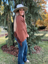 Load image into Gallery viewer, Western Boho Suede Fringe Cape