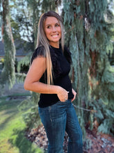 Load image into Gallery viewer, Black Dotty Ruffle Top