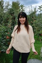Load image into Gallery viewer, Oat Milk Ribbed Boat Neck Bubble Sleeve Sweater