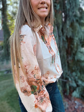 Load image into Gallery viewer, Orange Floral Puff Sleeve