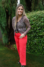 Load image into Gallery viewer, Leopard Sheer Mesh Lace Up Top