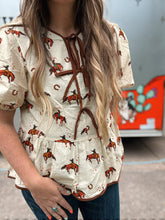 Load image into Gallery viewer, Cowboy Puff Sleeve Blouse
