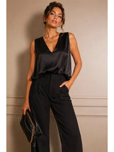 Load image into Gallery viewer, Black Satin Bubble Tank