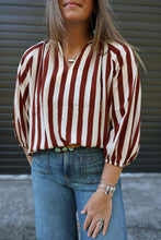 Load image into Gallery viewer, Brown Stripe Blouse