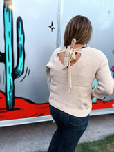Load image into Gallery viewer, Back Tie V Neck Sweater khaki