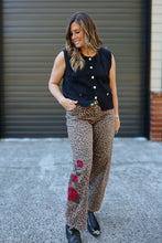 Load image into Gallery viewer, Rose Embroidered leopard Barrel Pants