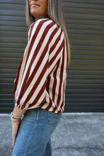 Load image into Gallery viewer, Brown Stripe Blouse