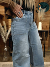 Load image into Gallery viewer, Wide Leg Cuff Denim Pant