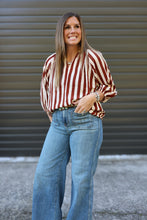 Load image into Gallery viewer, Brown Stripe Blouse