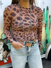Load image into Gallery viewer, Sheer Leopard Mesh Top