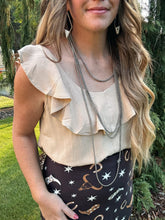 Load image into Gallery viewer, Ruffled Linen Crop Top Taupe