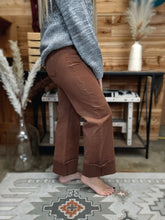 Load image into Gallery viewer, Espresso High Rise Wide Leg Cuffed Pants