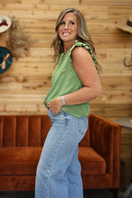 Load image into Gallery viewer, Green Ruffle Sleeve With Buttons