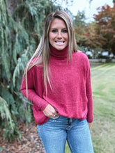 Load image into Gallery viewer, Brushed Turtleneck Sweater Cabernet