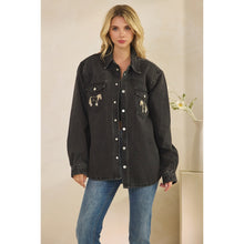 Load image into Gallery viewer, Black Wash Horse Denim Jacket
