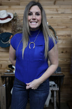 Load image into Gallery viewer, Blue Mock Neck Sweater
