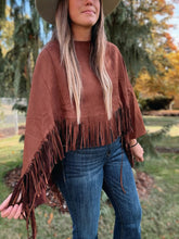 Load image into Gallery viewer, Western Boho Suede Fringe Cape