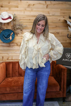 Load image into Gallery viewer, Sheer Ruffle Beige Blouse