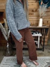 Load image into Gallery viewer, Espresso High Rise Wide Leg Cuffed Pants