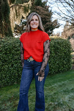 Load image into Gallery viewer, Red Drop Shoulder Rib Sweater Top