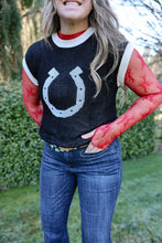 Load image into Gallery viewer, Red mesh long sleeve top with thumb holes