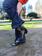 Load image into Gallery viewer, Black Metal Snip Toe Bootie