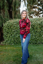 Load image into Gallery viewer, Burgundy Sheer Mesh Floral Top