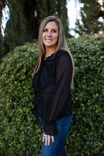 Load image into Gallery viewer, Black Sheer Chiffon Blouse