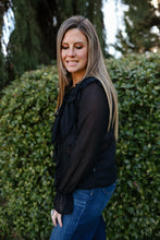 Load image into Gallery viewer, Black Sheer Chiffon Blouse