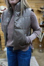 Load image into Gallery viewer, women's faux leather brown vest