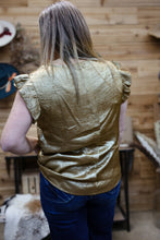 Load image into Gallery viewer, Gold Metallic Ruffle Shirt