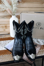 Load image into Gallery viewer, Black Metal Snip Toe Bootie