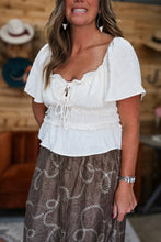 Load image into Gallery viewer, Ruffled Tie Front Top Cream
