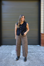 Load image into Gallery viewer, Rose Embroidered leopard Barrel Pants