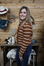 Load image into Gallery viewer, Tie Front Stripe Sweater