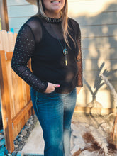 Load image into Gallery viewer, Stars at Night Black Mesh Top
