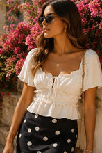 Load image into Gallery viewer, Ruffled Tie Front Top Cream