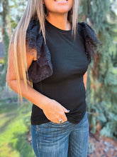 Load image into Gallery viewer, Black Dotty Ruffle Top