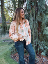 Load image into Gallery viewer, Orange Floral Puff Sleeve
