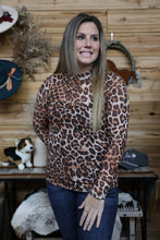 Load image into Gallery viewer, leopard mesh long sleeve top
