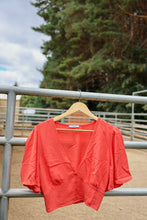 Load image into Gallery viewer, Coral Button Front Cropped Top