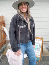 Load image into Gallery viewer, Black Corduroy Rhinestone Jacket