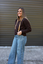 Load image into Gallery viewer, Brown V-Neck Hoodie Sweater