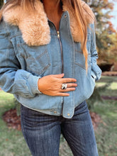 Load image into Gallery viewer, Faux Fur Denim Jacket