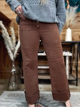 Load image into Gallery viewer, Espresso High Rise Wide Leg Cuffed Pants