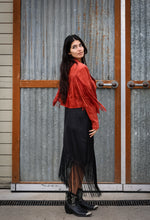 Load image into Gallery viewer, Rust Faux Suede Fringe Western Moto Jacket