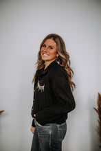Load image into Gallery viewer, Black Corduroy Rhinestone Jacket
