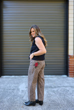 Load image into Gallery viewer, Rose Embroidered leopard Barrel Pants