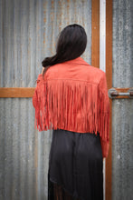 Load image into Gallery viewer, Rust Faux Suede Fringe Western Moto Jacket