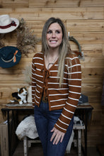 Load image into Gallery viewer, Tie Front Stripe Sweater